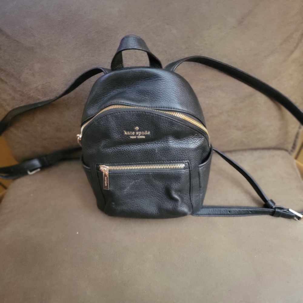 Kate Spade Black Textured Small Backpack